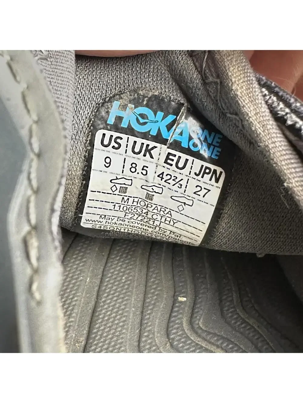 HOKA Hopara Hiking Water Sandals Castlerock Thyme Gray Trail Shoes 1106534